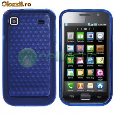 husa protectie albastra samsung galaxy s plus i9000 gel silicon case cover + folie ecran foto