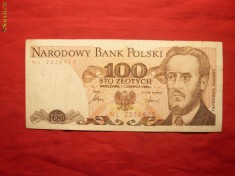Bancnota 100 Zloti POLONIA ,1986 ,cal.medie