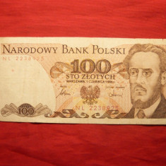 Bancnota 100 Zloti POLONIA ,1986 ,cal.medie