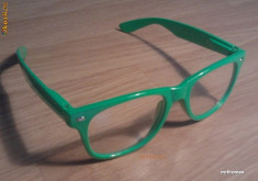 Ochelari tocilar Wayfarer - Rama pe Verde Rame Verzi si Lentile Transparente - Nerd Geek Unisex foto