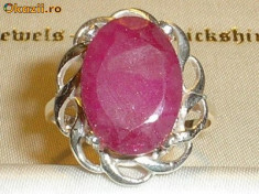 _ 925 Argint Marcat, Natural Indian Ruby _ INEL - Marimea 6,5 (diametru 17 mm) Rubin foto