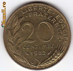 Franta 20 Centimes 1982 foto