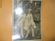 Fotografie veche arta erotica 2 femei nud in natura 18 x 13 cm foto