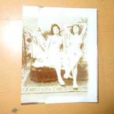 Fotografie veche arta erotica 2 femei nud 7 x 8 cm