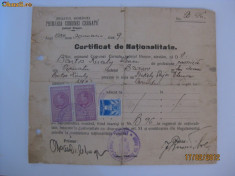 REDUCERE 30 LEI! CERTIFICAT DE NATIONALITATE DIN 1939 foto