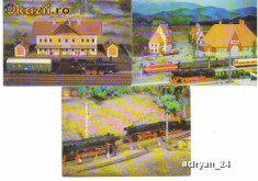 Lot 6 CP - Ilustrate Trenulete electrice cu diorama / Necirculate / F129 foto