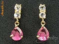 Livrare gratuita!!! Cercei stud placati cu aur de 18k cu cristale rose pear cut si cristale swarovski - bijuterii handmade mireasa foto