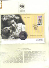 bnk mnd Insulele Virgine Britanice 1 $ 2002 , Jubileul de Aur al reginei Elisabeta II , FDC (3) foto
