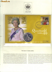 bnk mnd Sierra Leone 1 $ 2002 , Jubileul de Aur al reginei Elisabeta II , FDC (2) foto