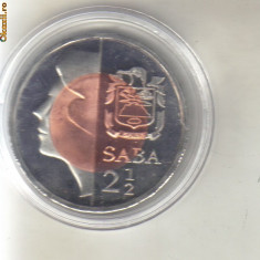 bnk mnd Insula Saba 2 1/2 dollar 2011 unc , fauna , bimetal