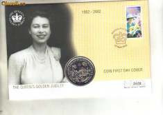 bnk mnd Insulele Virgine Britanice 1 $ 2002 , Jubileul de Aur al reginei Elisabeta II , FDC (4) foto
