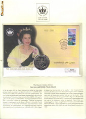 bnk mnd Insulele Virgine Britanice 1 $ 2002 , Jubileul de Aur al reginei Elisabeta II (2), FDC (2) foto