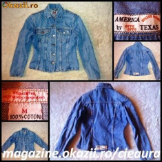 GEACA SCURTA CAMBRATA BLUGI DENIM BLUE JEANS tip SACOU DAMA PENSE BUZUNARE BBC foto