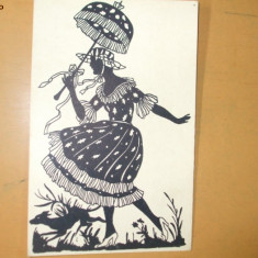 Carte postala Ilustratori desen Serie V 1 - 23 fata rochie umbrela