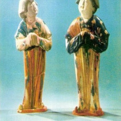 CP 213-10 Figurine feminine pictate si smaltuite din timpul dinastiei Tan(China) -necirculata -starea care se vede -carte postala