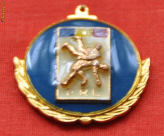 breloc medalie insigna FRL Federatia Romana Lupte fan sport hobby foto