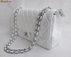GEANTA CHANEL CLASIC 2.55 ALBA ARGINTIU foto