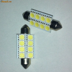 Leduri auto C10W festoon 41 mm 8 smd 5050, bec led plafoniera, bec led placuta inmatriculare, leduri auto foto