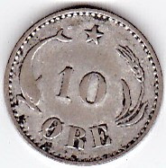 Danemarca 10 ORE 1897 argint,cotatie ridicata foto
