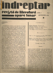 Indreptar (revista de literatura) - anul I, nr. 9 - septemvrie 1930 foto