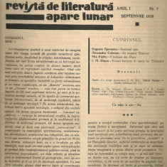 Indreptar (revista de literatura) - anul I, nr. 9 - septemvrie 1930