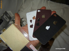 Leather skin, sticker spate imitatie piele pentru iPhone 4G 4S + folie protectie fata CADOU foto