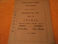 Program fotbal &amp;quot;Hartia&amp;quot;Prundu Bargaului - &amp;quot;Viitorul&amp;quot; C.P.L. Bistita 15.09.1985 foto