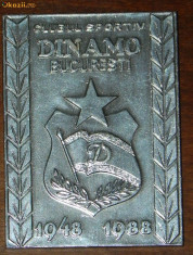 PLACHETA ANIVERSARA CLUBUL SPORTIV DINAMO BUCURESTI 1948-1988. EMBLEMA foto