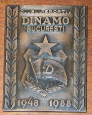 PLACHETA ANIVERSARA BRONZ CLUBUL SPORTIV DINAMO BUCURESTI 1948-1988. EMBLEMA foto