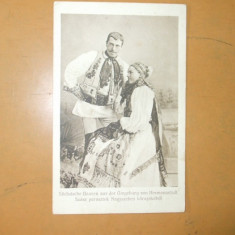 Carte postala port popular costum romanesc tarani sasi Sibiu Drotleff Heramnnstadt 1916