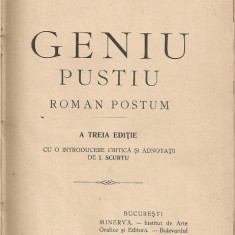 Eminescu - Geniu pustiu ( roman postum ) - a-III- a editie, 1909