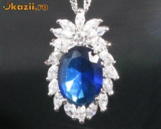 LIVRARE GRATUITA !!! - ABSOLUT SUPERB !!! -Pandantiv Blue Sapphire, 18k gold plated foto
