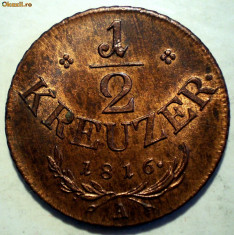 C.060 AUSTRIA 1/2 KREUZER 1816 A XF/AUNC foto