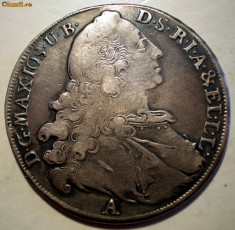 E.185 GERMANIA BAVARIA MAXIMILIAN III JOSEPH 1 TALER THALER 1765 A ARGINT 27,9g foto