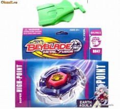 BEYBLADE METAL FUSION- ALBASTRU/SET COMPLET-TITIREZ,VARF,CHEIE,LANSATOR,STICKER. foto