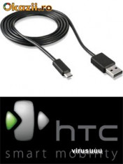 CABLU DE DATE HTC HD2 ORIGINAL NOU CULOARE NEAGRA MUFA microUSB SI CABLU INCARCARE PENTRU INCARCATOR foto