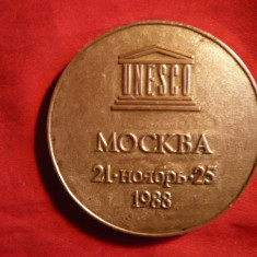 Placheta UNESCO -Conferinta Ed. Fizica si Sport -Moscova 1988