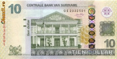 Bancnota Suriname 10 Dolari 2010 - P163 UNC foto