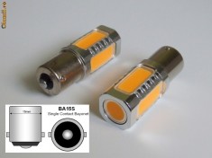 Bec LED auto P21W (BA15S) de 7,5W portocaliu pt. semnalizare foto