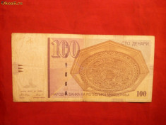 Bancnota 100 Dinari MACEDONIA 1997 ,cal.medie foto