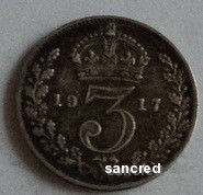 3 pence 1917 Marea Britanie, argint foto