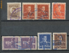 1945 ROMANIA 8 timbre Mihai I cu stampile bilingve romano-maghiare Tg. Mures foto