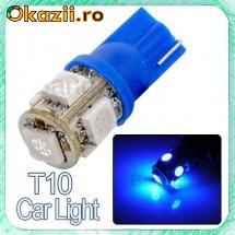 Led bec T10 W5W pozitie 5 smd de culoare albastru foto