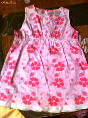 rochita/haine bebe/fetite,de vara, NOUA, Q BABY,alba cu flori roz,6-12 luni-14 ron foto