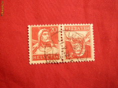 Tete Beche 20+20 rosu Wilhelm Tell 1921-1934 Elvetia ,stamp. foto