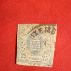 Timbru 25 Centi 1865 Luxemburg ,albastru ,nedant. , stamp.