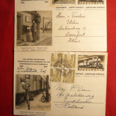 Set-2 Carti Postale Ilustrate - 100 Ani Cai Ferate Elvetia -1947
