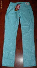 Pantaloni dama DIESEL, bleu aqua, ORIGINALI, material subtire ce imita pielea, marimea 27, noi-nouti - MODEL IN TREND!!! foto