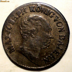 C.345 GERMANIA BAVARIA BAYERN MAXIMILIAN JOSEF 1 KREUZER 1812 XF ARGINT