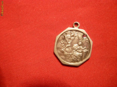 Medalion Religios -Nazaret -metal alb , cu piatra foto